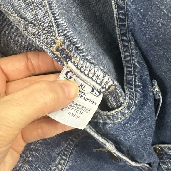 Guess Vintage 90s Y2K Medium Blue Wash Overalls USA Cotton Size XL Style 11737 - Picture 9 of 16